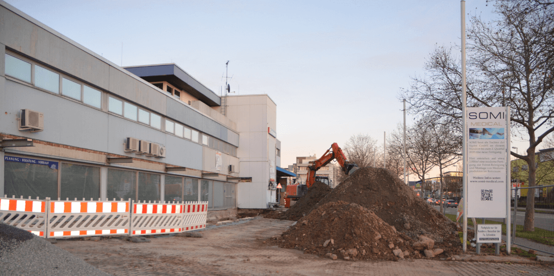Baustelle des neuen SOMI medical Firmengebäudes in Pforzheim